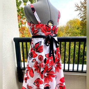 Cotton Floral Fully Lined Belted Women’s Dress with tule size medium